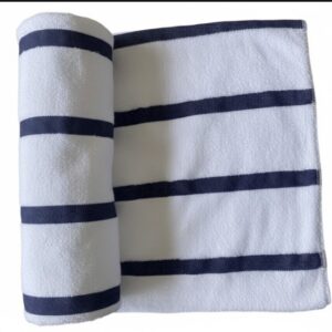 Pool Towel 80*160 cm White And Dark Blue Stripe