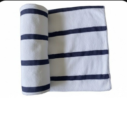 Pool Towel 80*160 cm White And Dark Blue Stripe